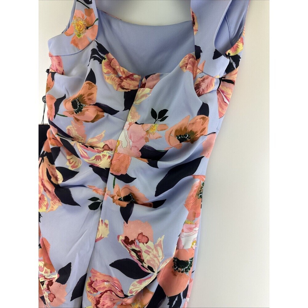 Adrianna‎ Papell Dress Maxi Mermaid Opal Coral Print Crepe Gown Tags Womens 14 - Picture 10 of 16